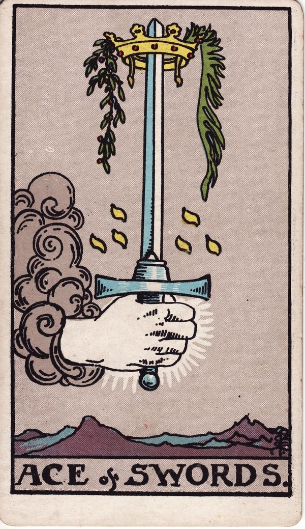 Ás de Espadas, ilustração de Pamela Colman Smith