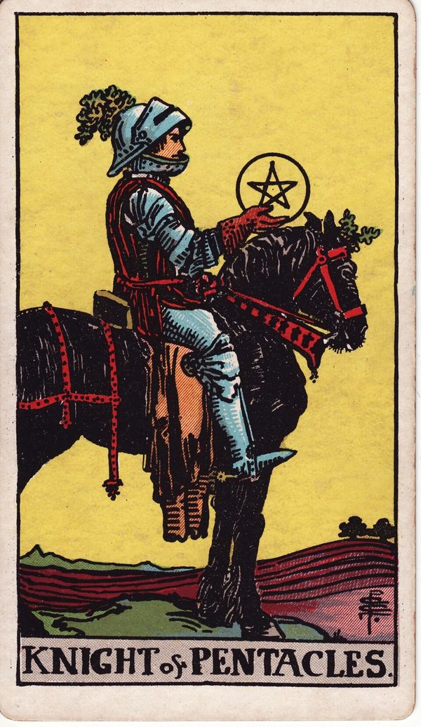 Cavaleiro de Ouros, ilustração de Pamela Colman Smith