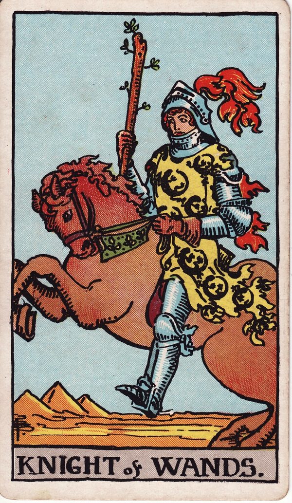 Cavaleiro de Paus, ilustração de Pamela Colman Smith