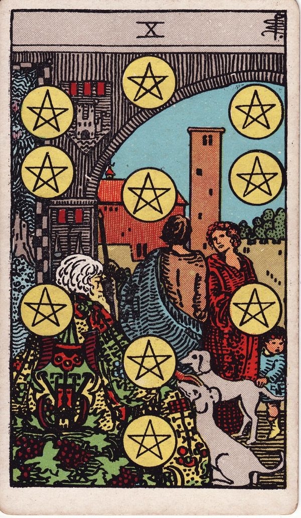 Dez de Ouros, ilustração de Pamela Colman Smith