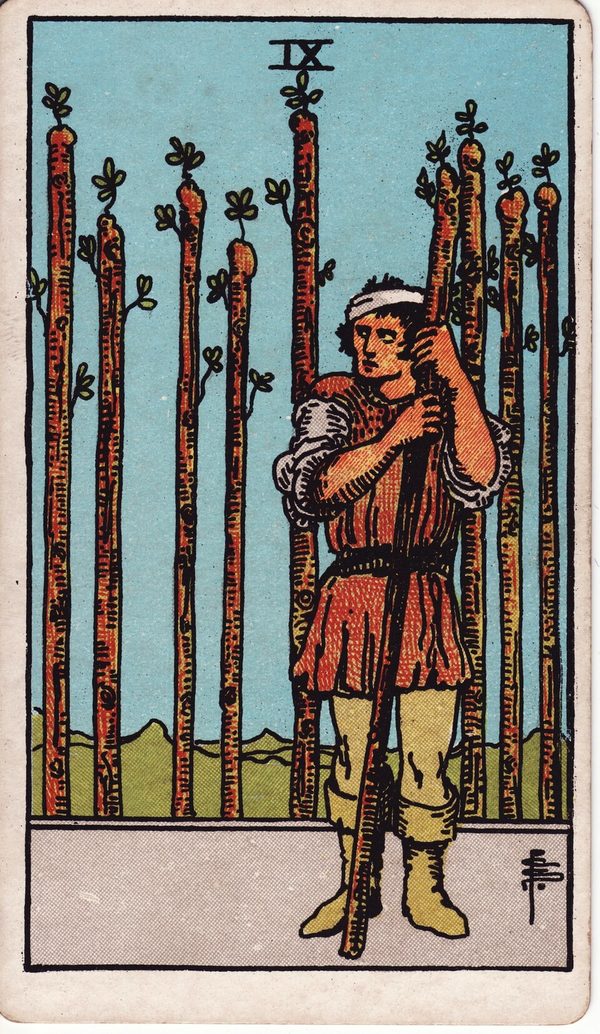Nove de Paus, ilustração de Pamela Colman Smith