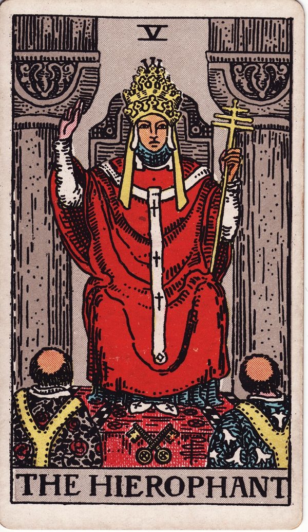 O Hierofante, ilustração de Pamela Colman Smith