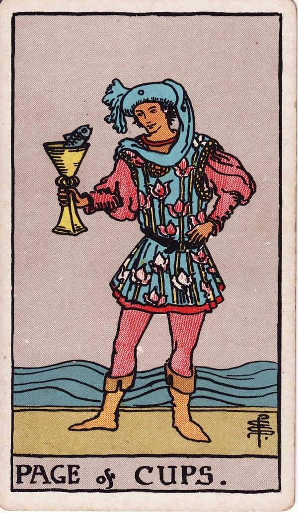 Pajem de Copas, ilustração de Pamela Colman Smith