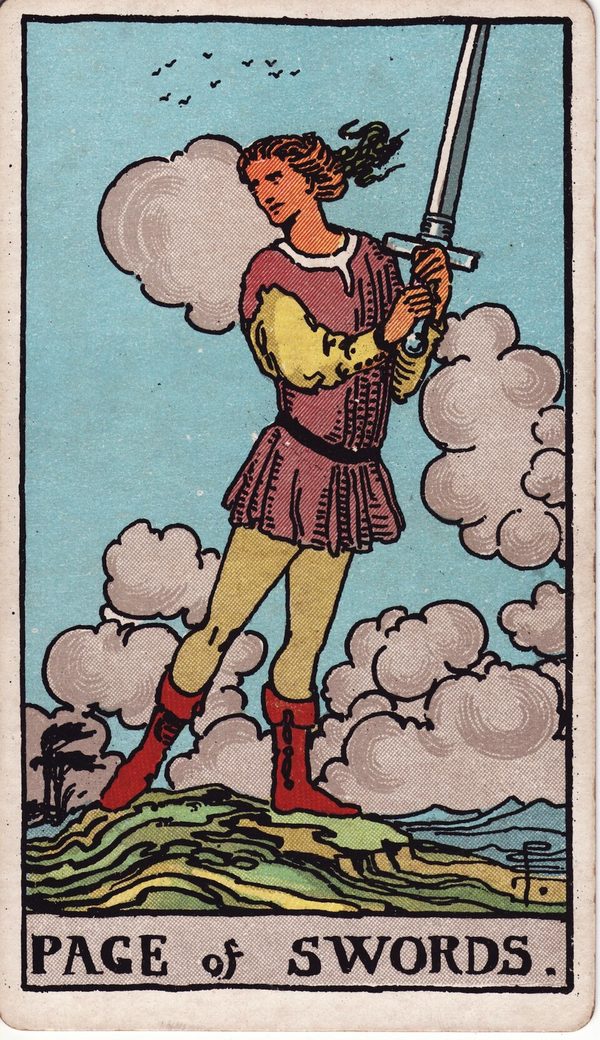 Pajem de Espadas, ilustração de Pamela Colman Smith