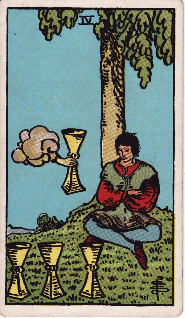 Quatro de Copas, ilustração de Pamela Colman Smith