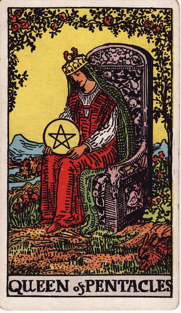 Rainha de Ouros, ilustração de Pamela Colman Smith