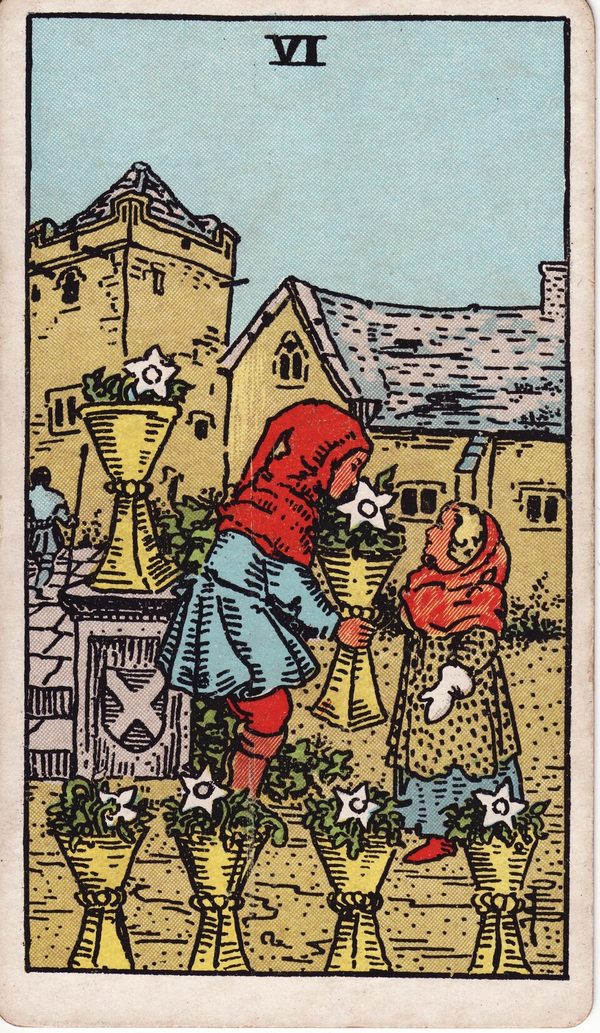 Seis de Copas, ilustração de Pamela Colman Smith